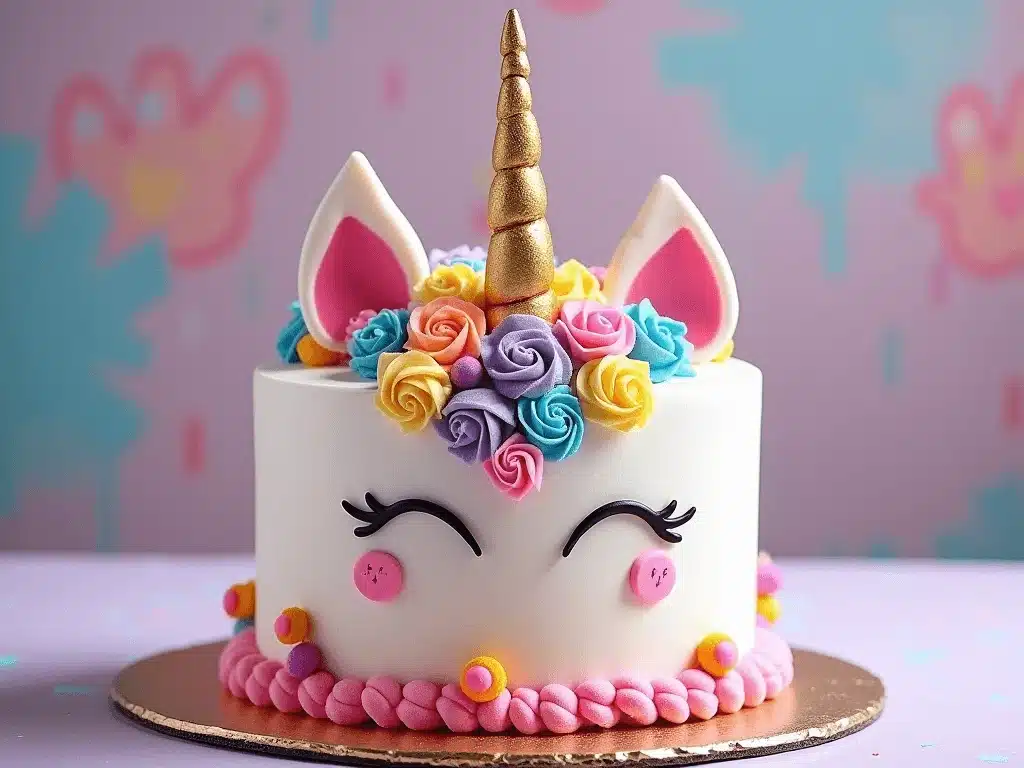 Magical Unicorn Cake with Colorful Decorations