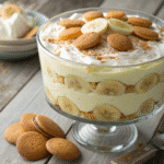 Banana pudding featured in a glass bowl
