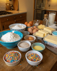 bluey birthday cake ingredients assembled