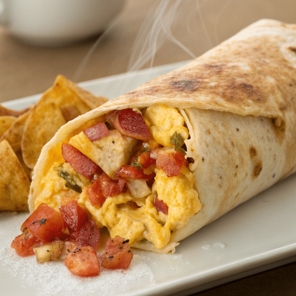 breakfast burrito on table