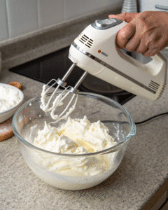 Whipping heavy cream for banana pudding