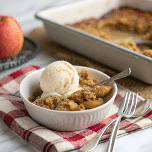 Apple Crumble with ice cream