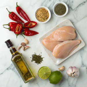 Chipotle chicken marinade ingredients laid out
