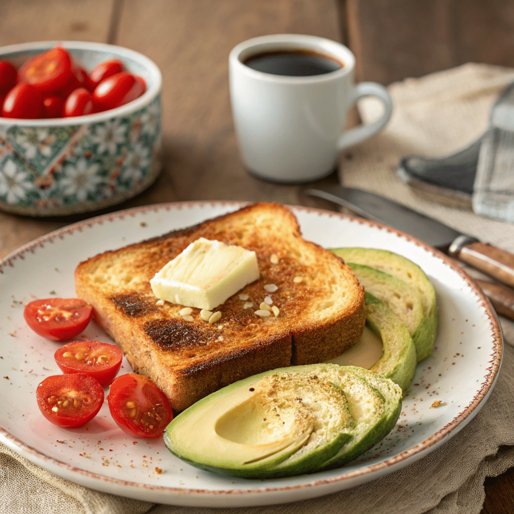 Low carb bread toast with healthy toppings
