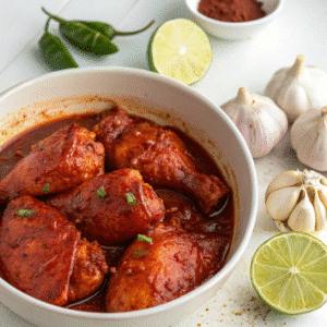 Chicken marinating in chipotle adobo sauce