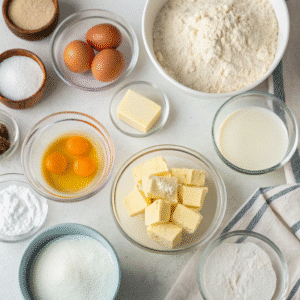 Mini pancakes ingredients flat lay