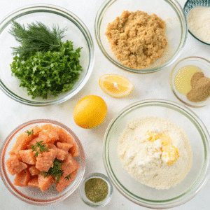 Ingredients for salmon cake recipe
