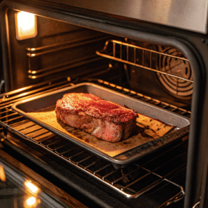 Tomahawk steak oven roasting