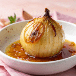 Onion boil in pot with rising steam
