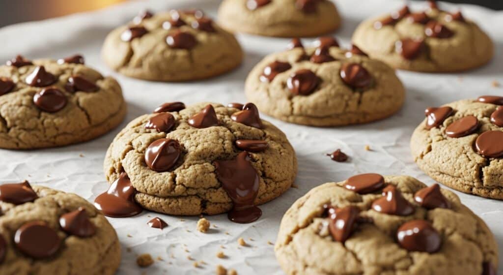 Soft thick Crumbl-style chocolate chip cookies with gooey centers