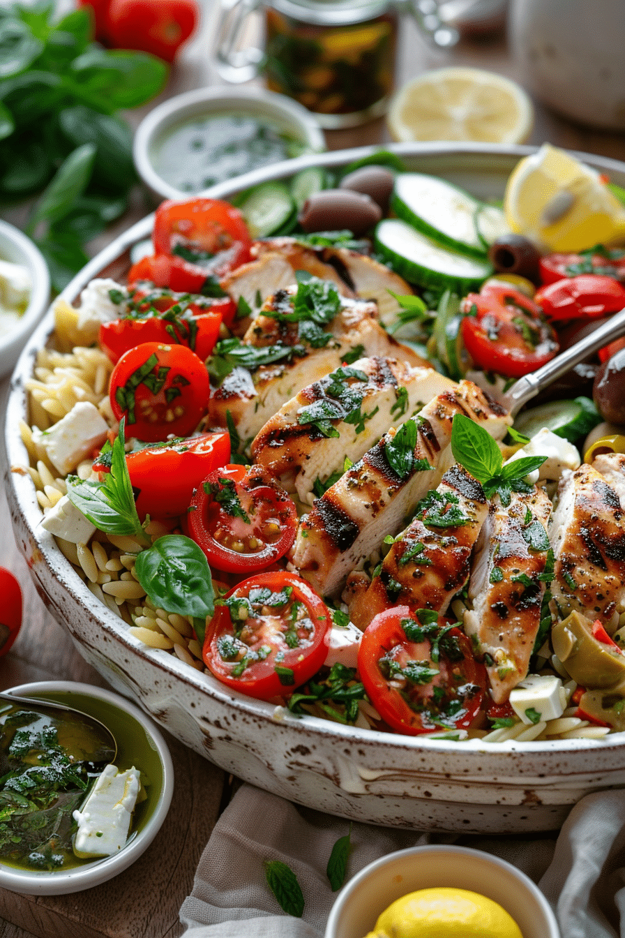 Mediterranean Chicken Orzo Salad