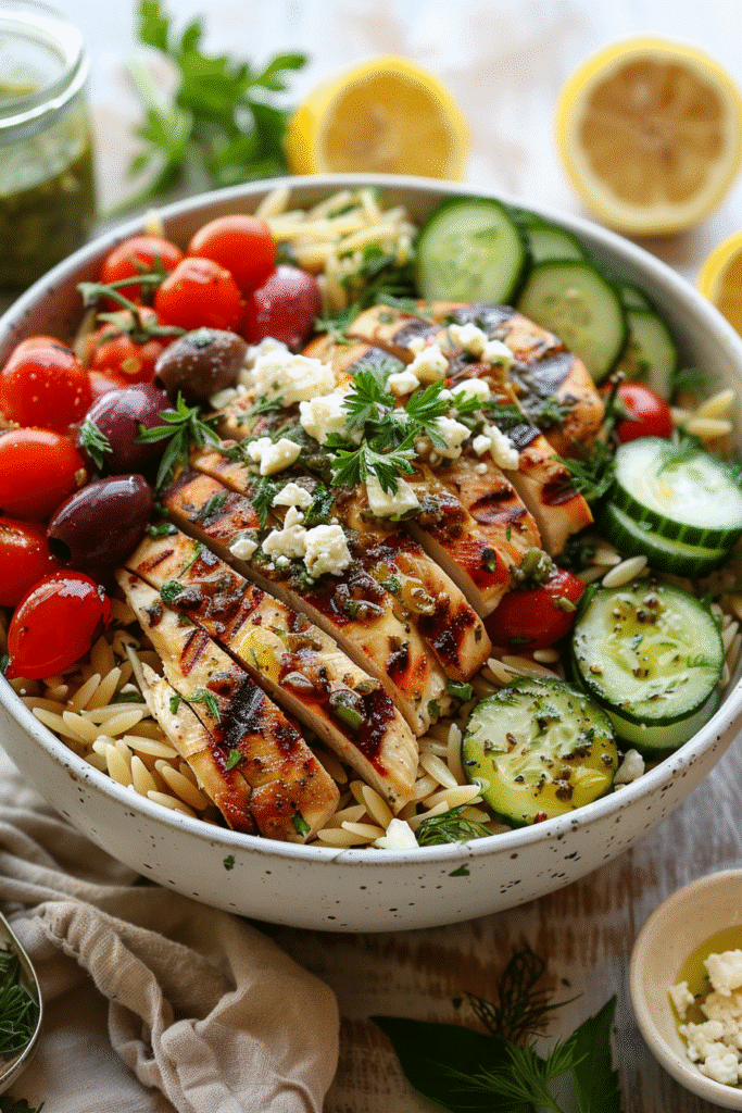 Mediterranean Chicken Orzo Salad