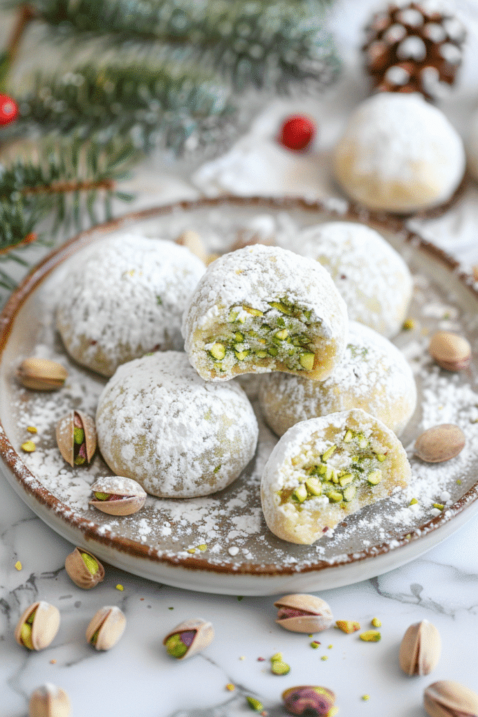 Pistachio Snowball Cookies