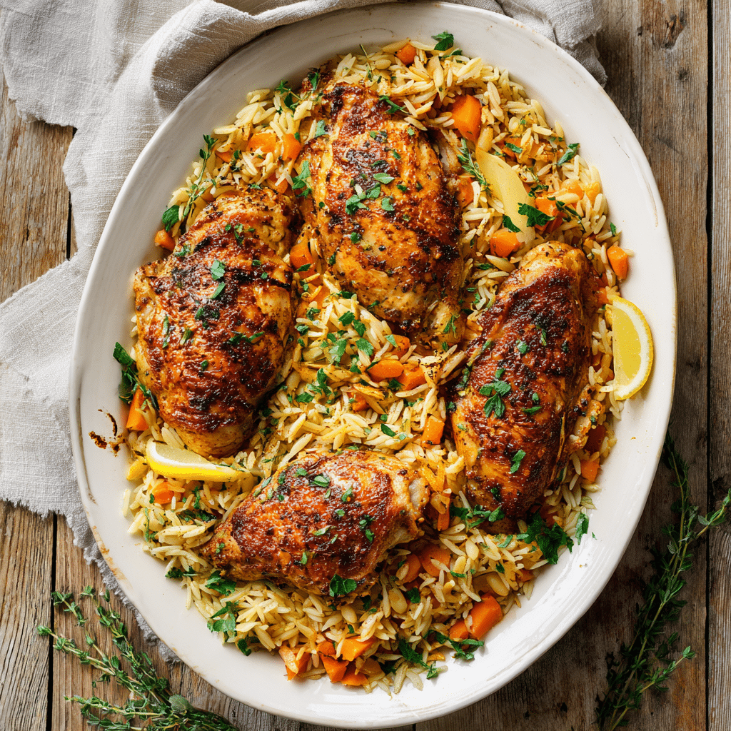 Lemon Herb Chicken Breasts with Rice Pilaf