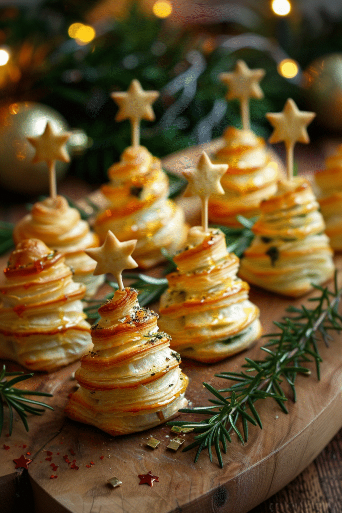 Basil Pesto Cheesy Puff Pastry Christmas Tree