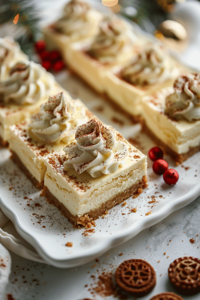 Eggnog Cheesecake Bars