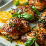 Lemon Herb Oven Roasted Chicken Thighs