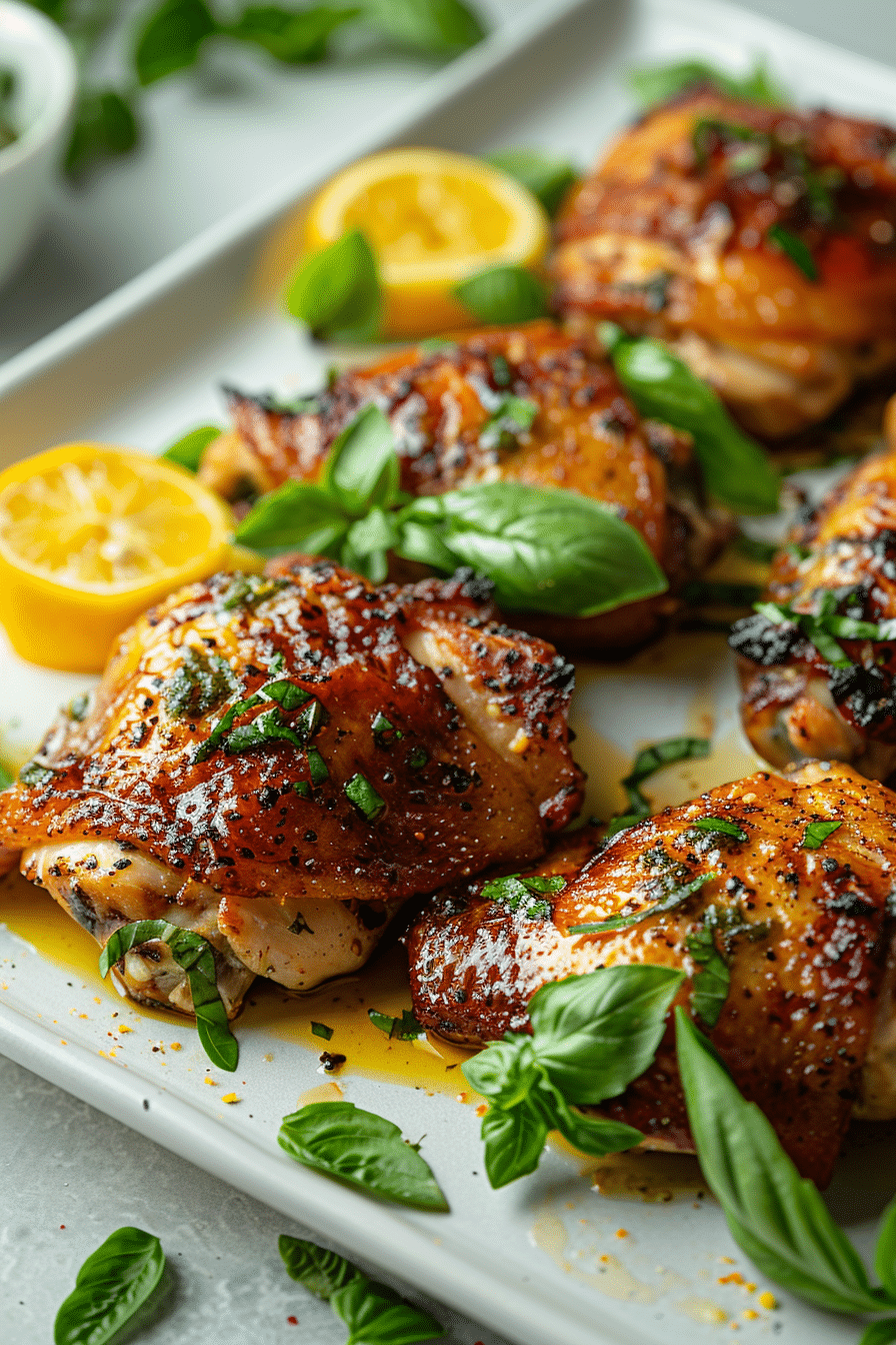 Lemon Herb Oven Roasted Chicken Thighs