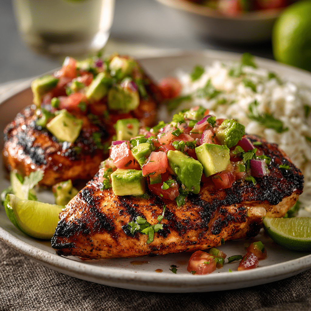 Avocado Salsa Topped Grilled Chicken