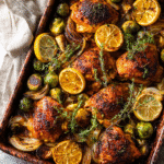 Paprika Roasted Chicken Thighs with Brussels Sprouts