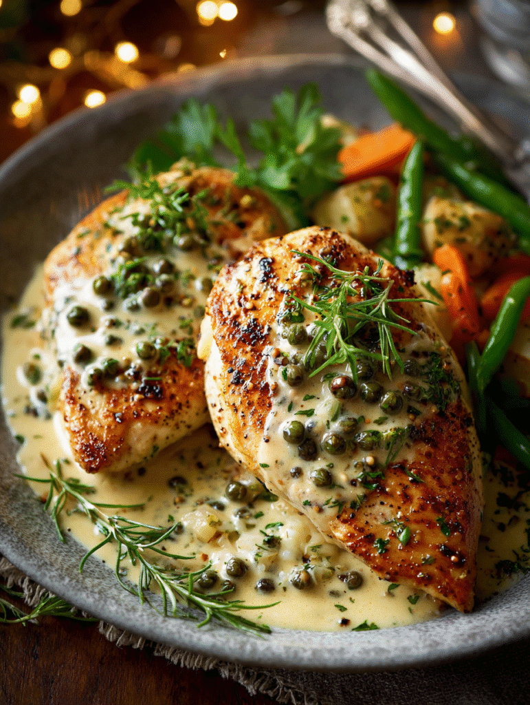 CHICKEN WITH GREEN PEPPERCORN SAUCE