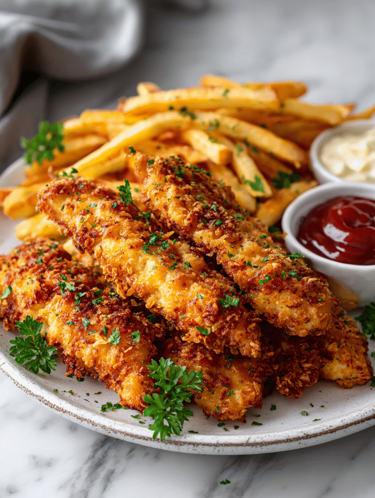 Crispy Chicken Tenders with Homemade Fries