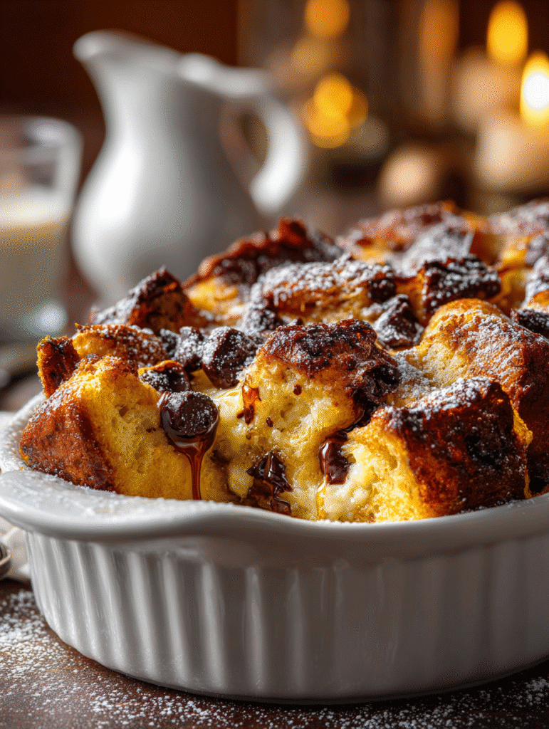 Chocolate Chip Holiday Bread Pudding
