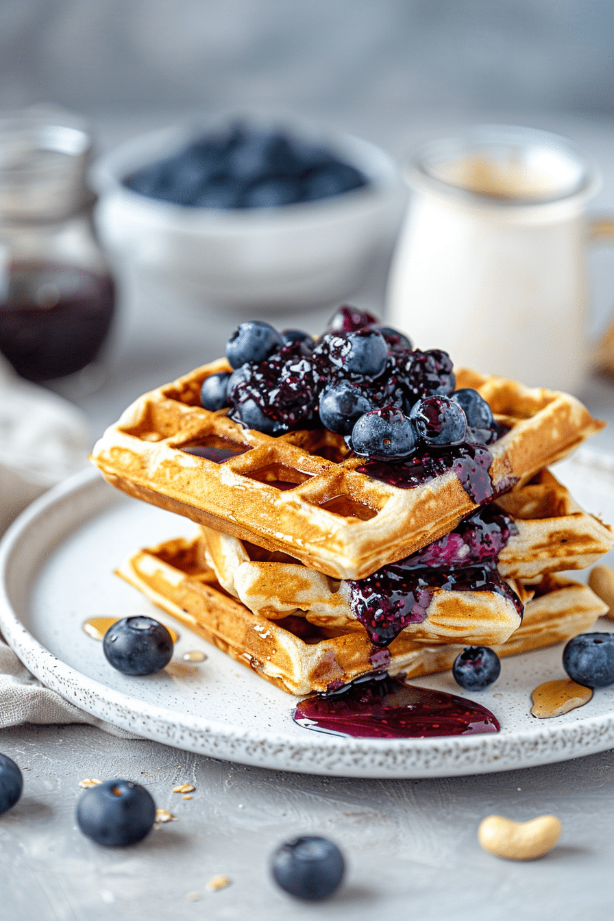 Vanilla Protein Waffles with Blueberry Chia Jam