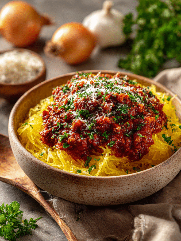 Spaghetti Squash and Meat Sauce