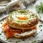 Bagel Sandwich with Smoked Salmon and Egg