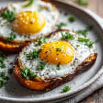 Sweet Potato Toast with Fried Eggs