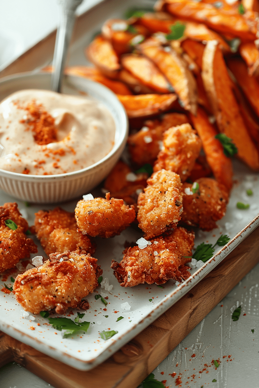 Crispy Chicken Nuggets and Sweet Potato Fries