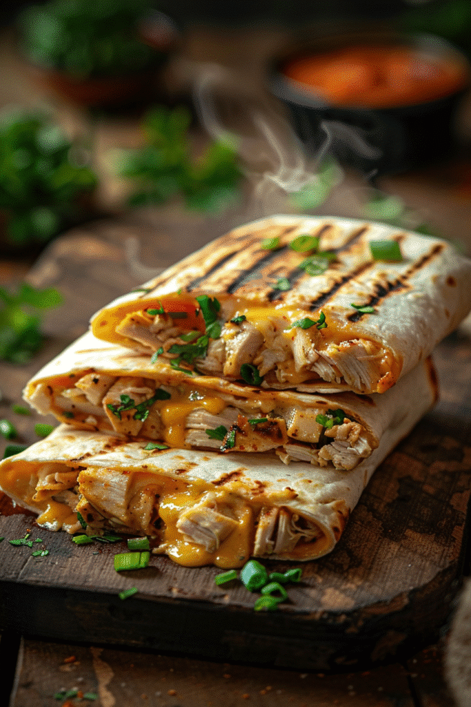 Cheesy Garlic Chicken Wraps
