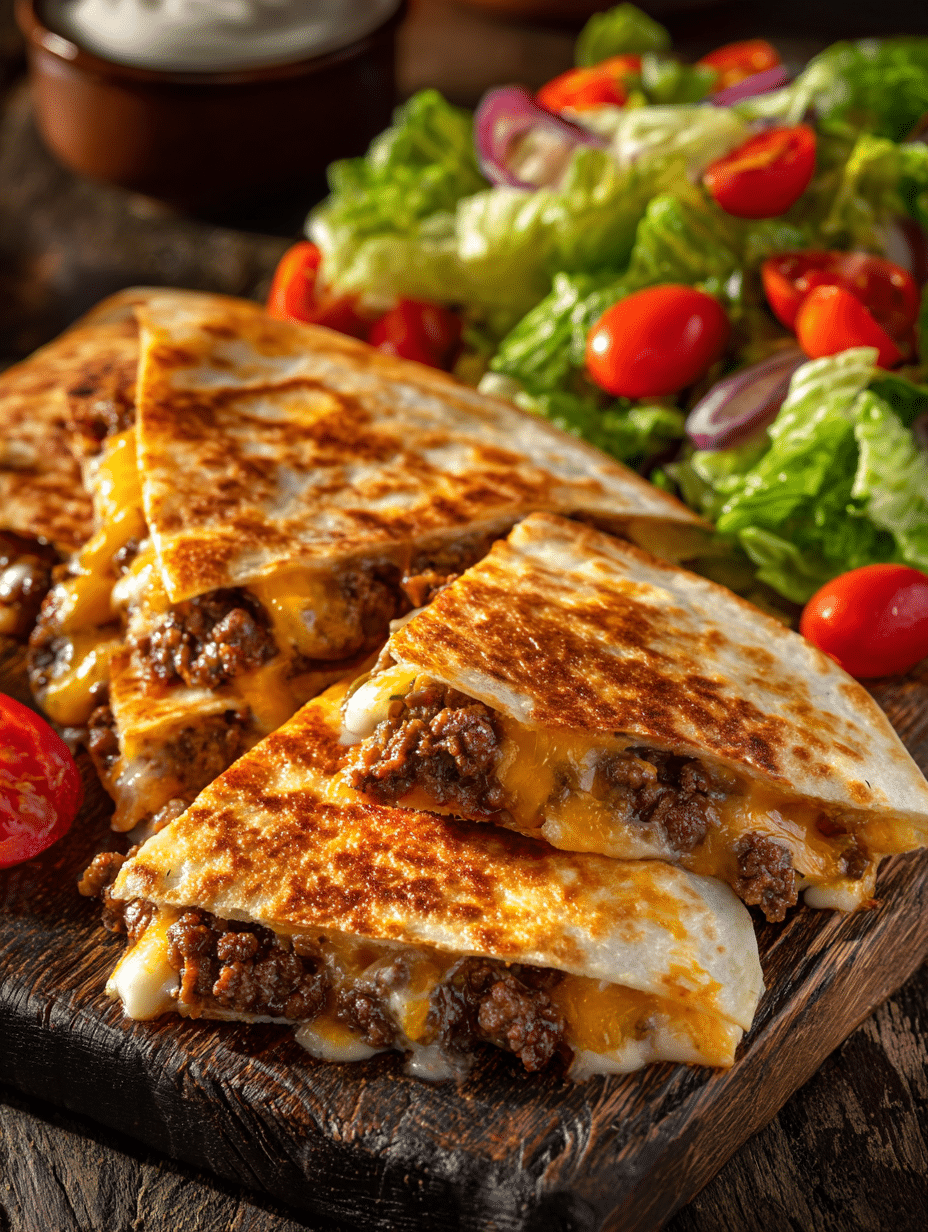 Easy Cheeseburger Quesadillas