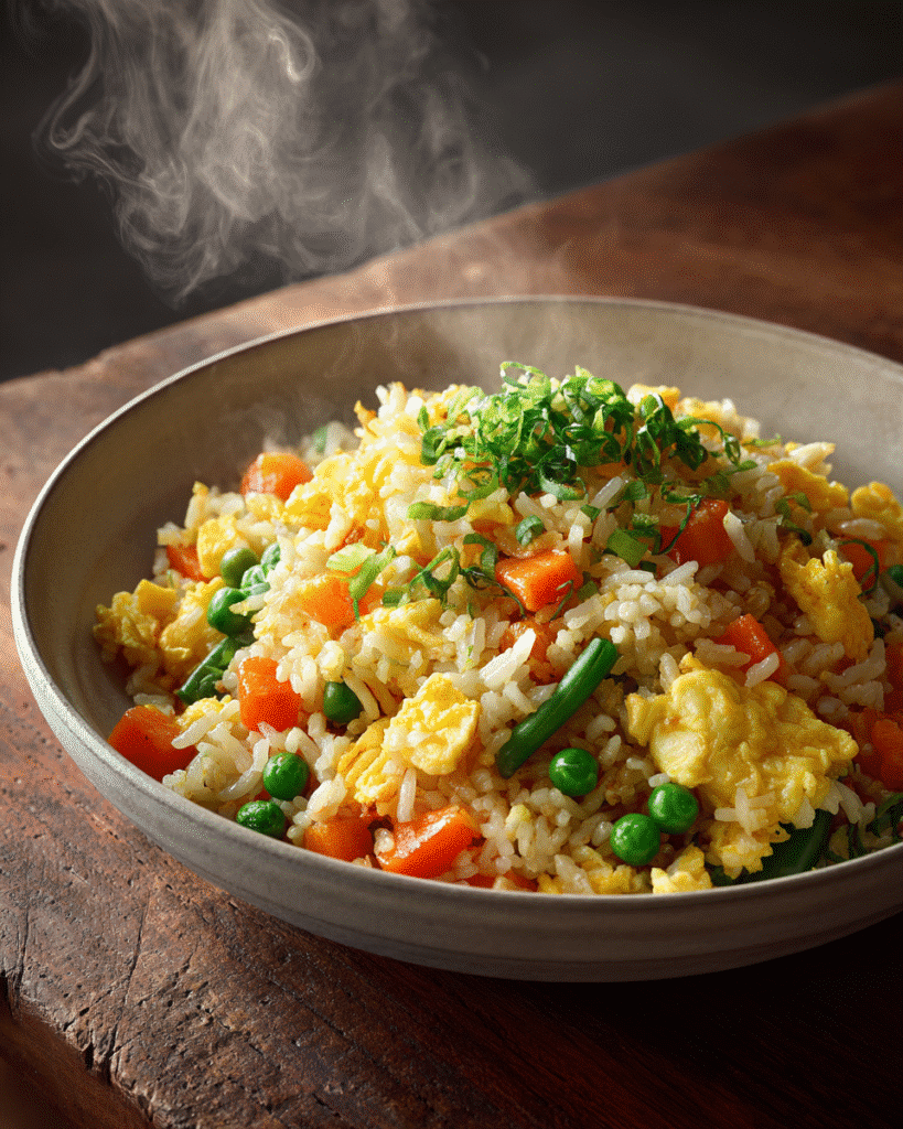 Egg Fried Rice with Frozen Vegetables