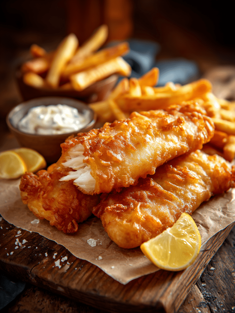 Crispy battered fish fillets