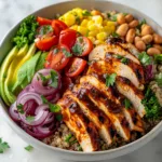 BBQ Ranch Chicken Quinoa Bowls with Greek Yogurt Dressing