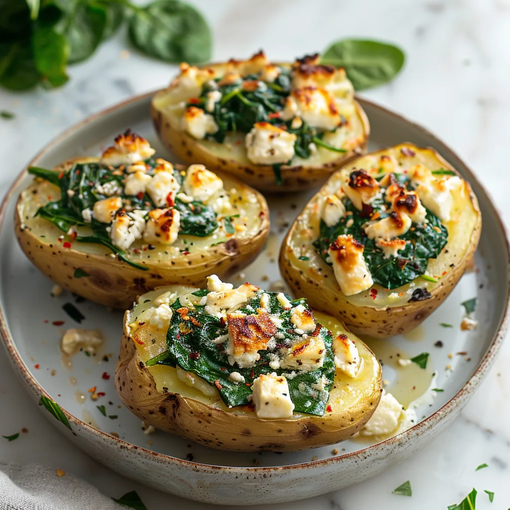 Spinach and Feta Baked Potatoes