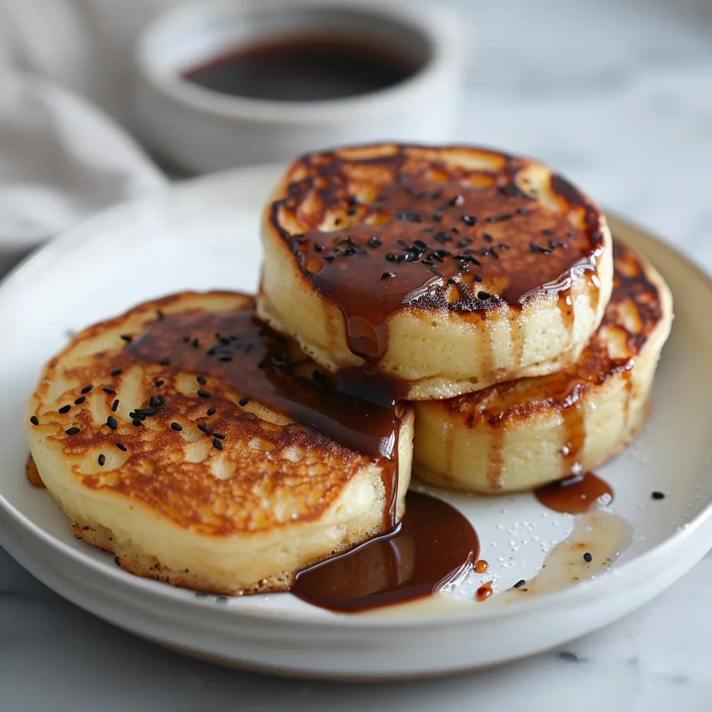 Japanese Souffle Pancakes with Chocolate Sauce