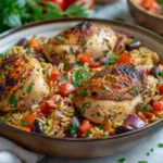 Easy Mediterranean Chicken and Orzo Skillet Recipe