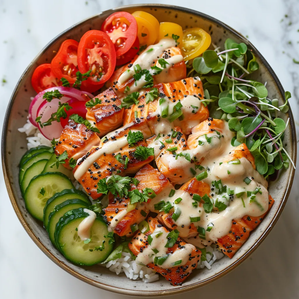 Salmon Power Bowls with Lemon Tahini Sauce