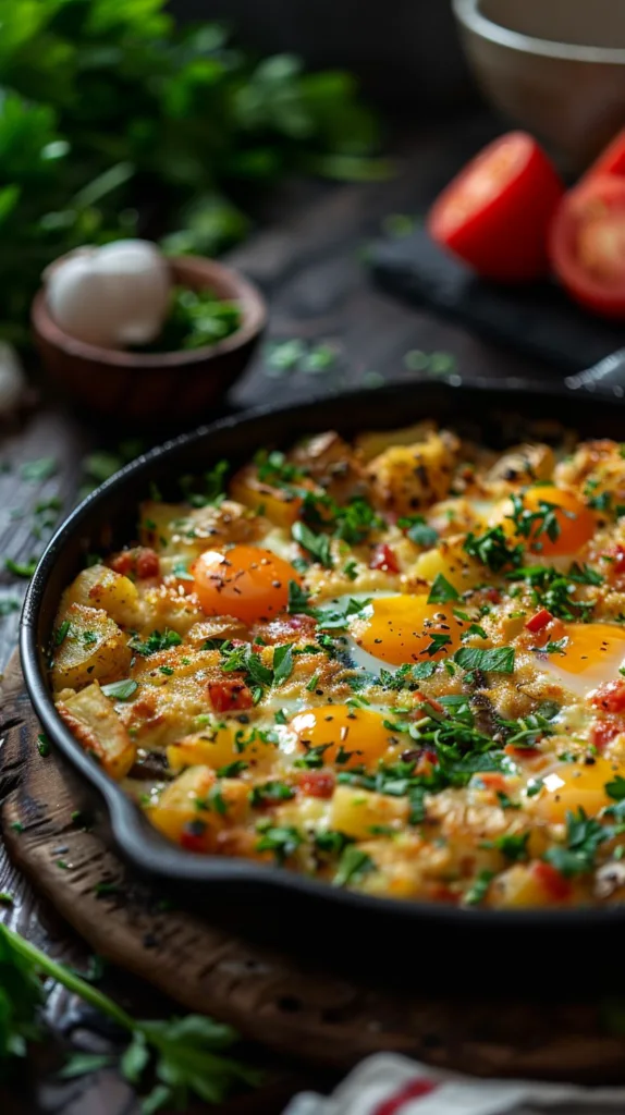 Cheesy Potato Egg Scramble Recipe with Savory Spices