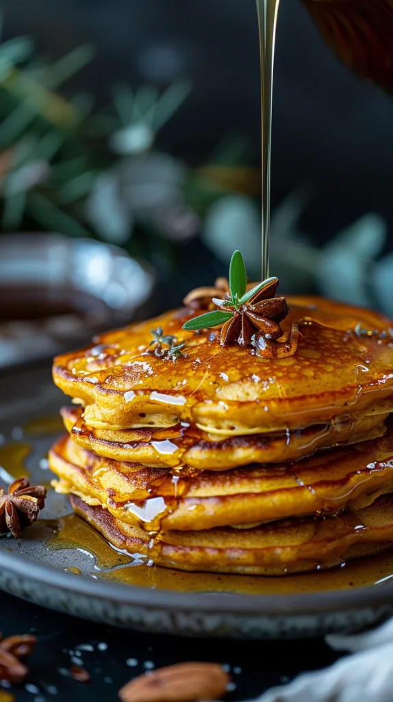 Spiced Pumpkin Cinnamon Roll Pancakes