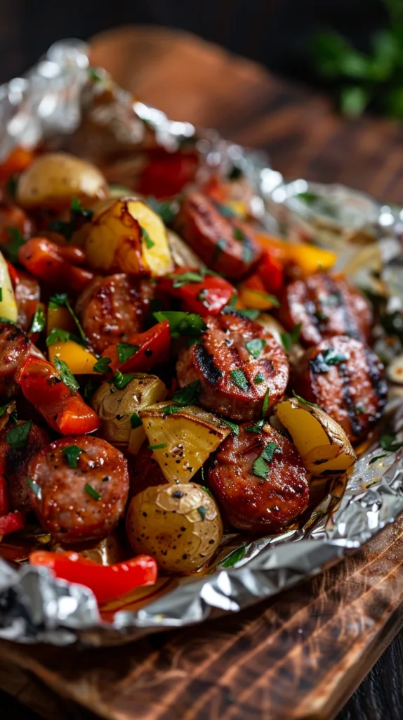 Kielbasa and Veggie Foil Packets