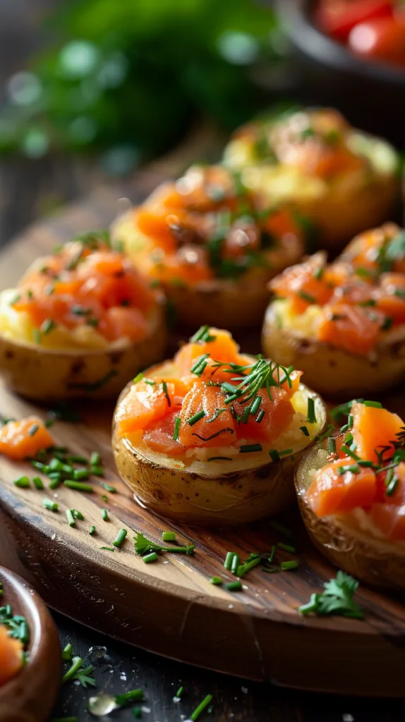 Crispy Smashed Potato and Smoked Salmon Bites