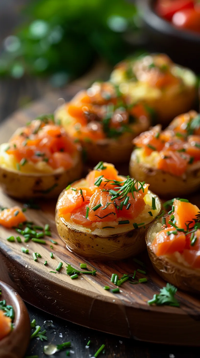 Crispy Smashed Potato and Smoked Salmon Bites