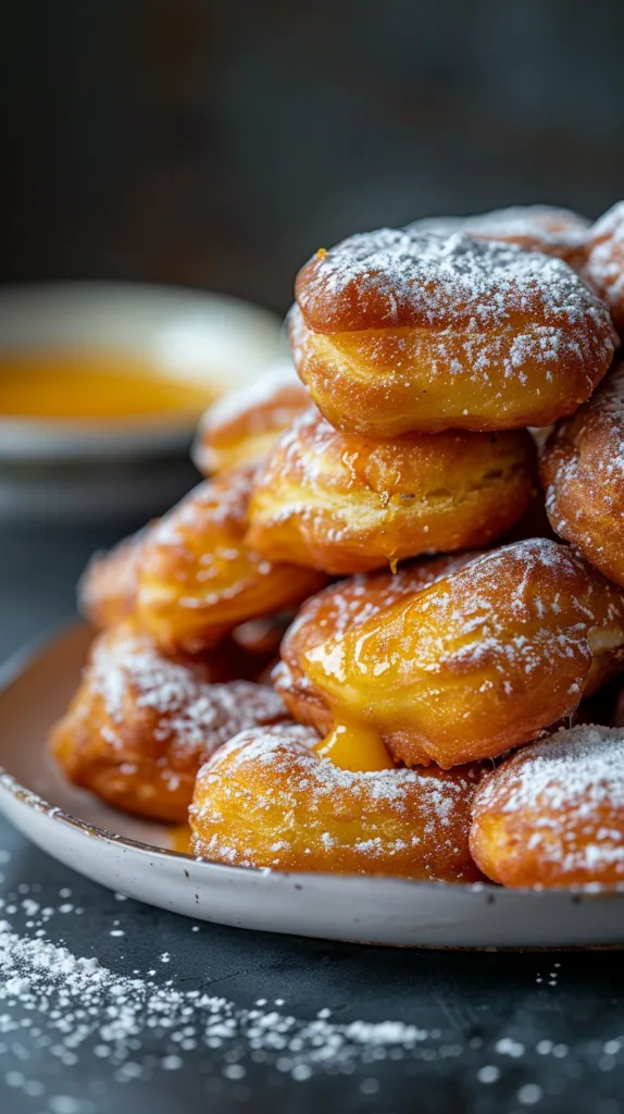Vanilla Bean Cream Cheese Beignets with Macerated Strawberries