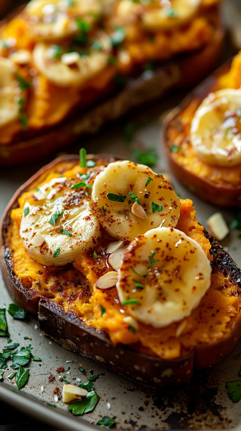 Mashed Banana Sweet Potato Toast with Almond Butter