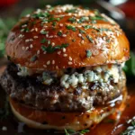 Blue Cheese Stuffed Burgers with Roasted Peppers
