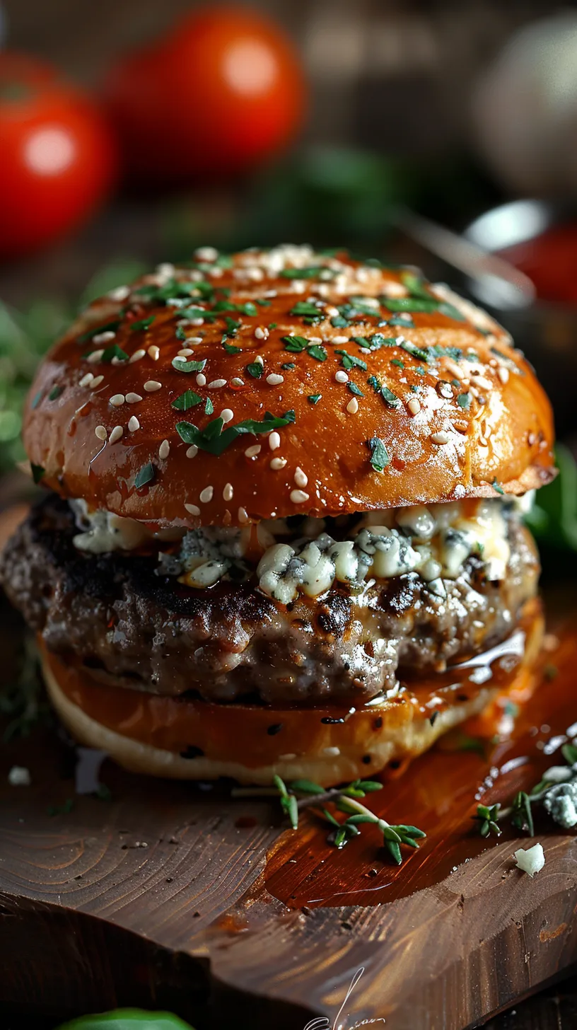 Blue Cheese Stuffed Burgers with Roasted Peppers
